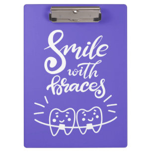 Smile With Braces Smiling Teeth Clipboard