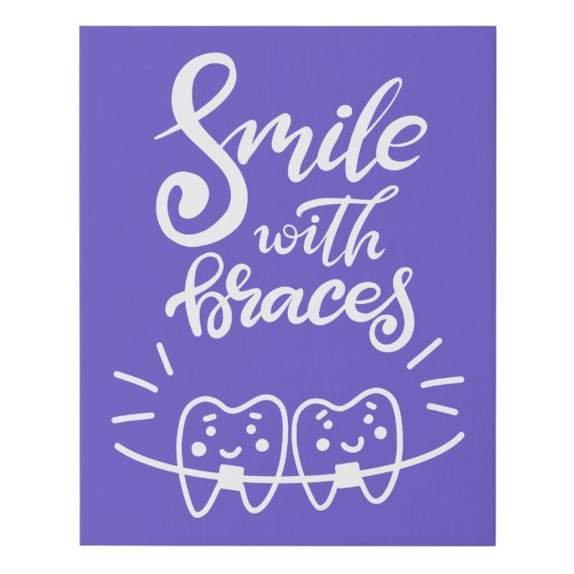 Smile With Braces | Smiling Teeth Faux Canvas Print (Front)