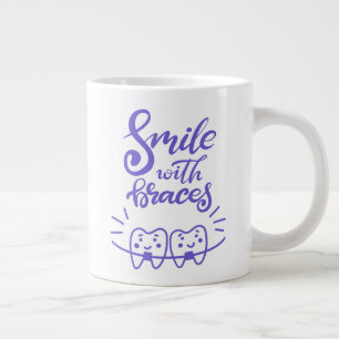 Smile With Braces   Smiling Teeth Giant Coffee Mug