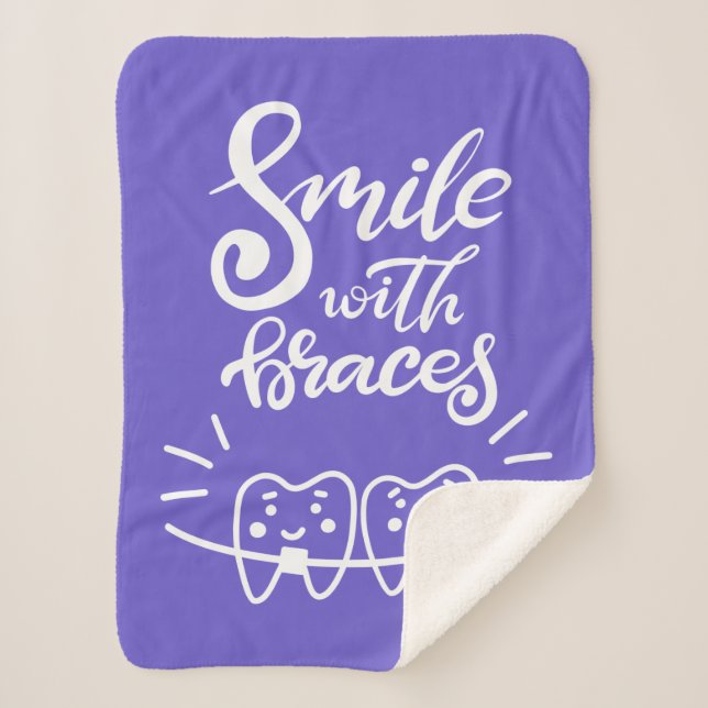 Smile With Braces | Smiling Teeth Sherpa Blanket (Front)