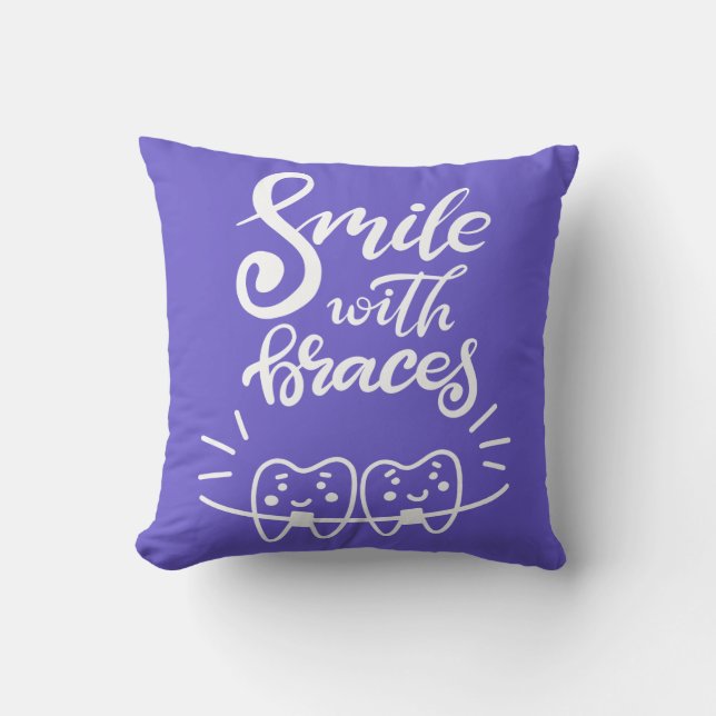 Smile With Braces | Smiling Teeth Throw Pillow (Front)