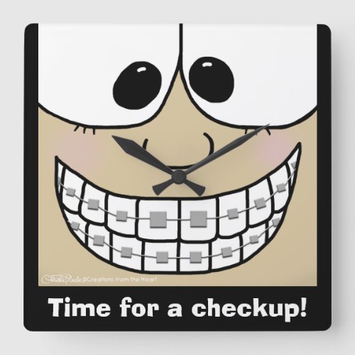 Smile with Braces Square Wall Clock