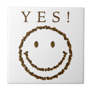 Smile with Coffee Beans Ceramic Tile