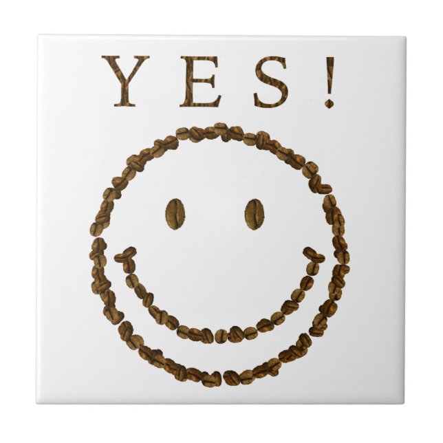 Smile with Coffee Beans Ceramic Tile (Front)