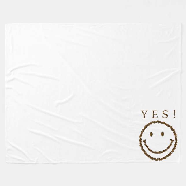 Smile with Coffee Beans Fleece Blanket (Front (Horizontal))