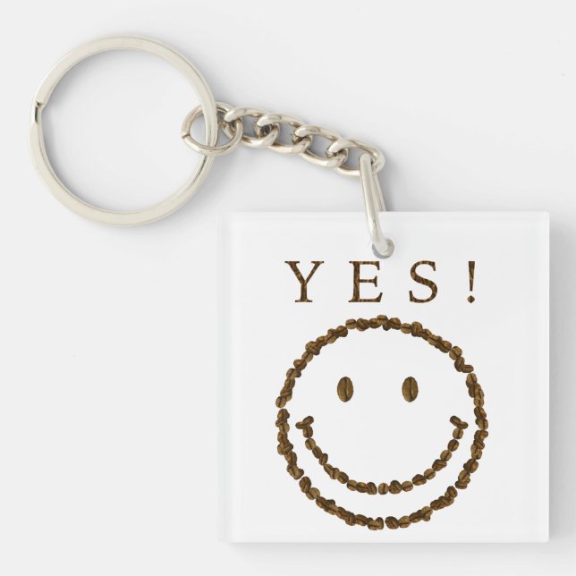 Smile with Coffee Beans Keychain (Front)