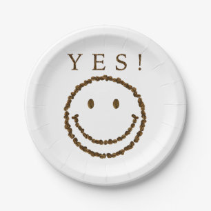 Smile with Coffee Beans Paper Plates
