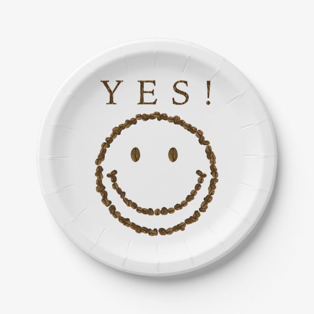 Smile with Coffee Beans Paper Plates (Front)