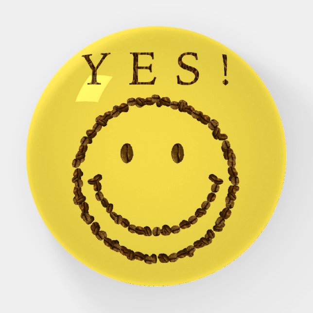 Smile with Coffee Beans Paperweight (Front)