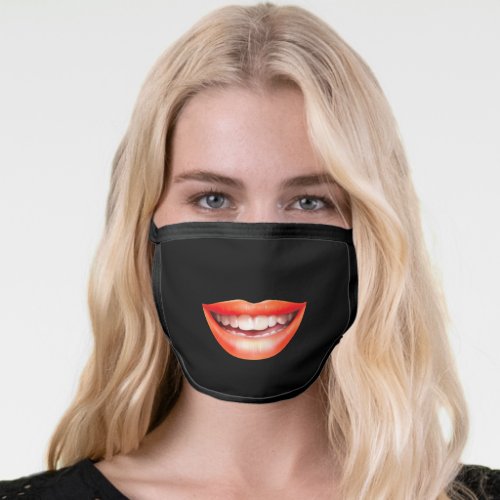 Smile with red lips face mask