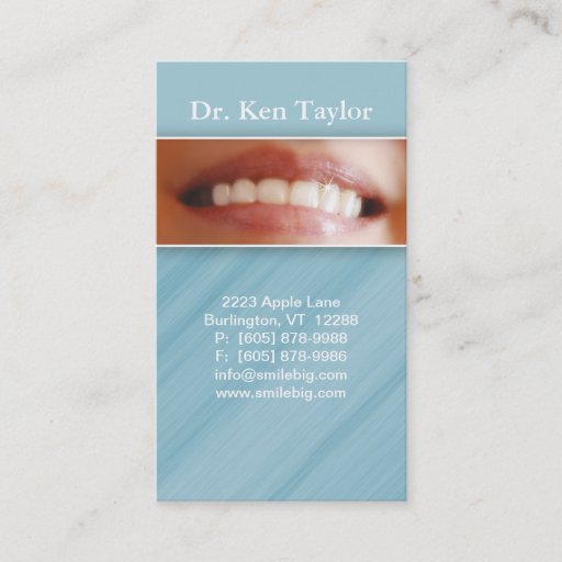 Customizable Smile with Teeth Business Card blue steel