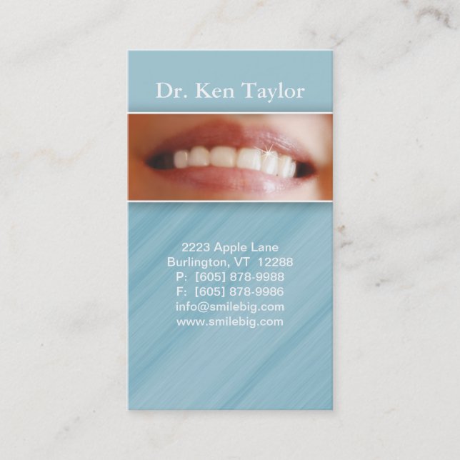 Smile with Teeth Business Card blue steel (Front)