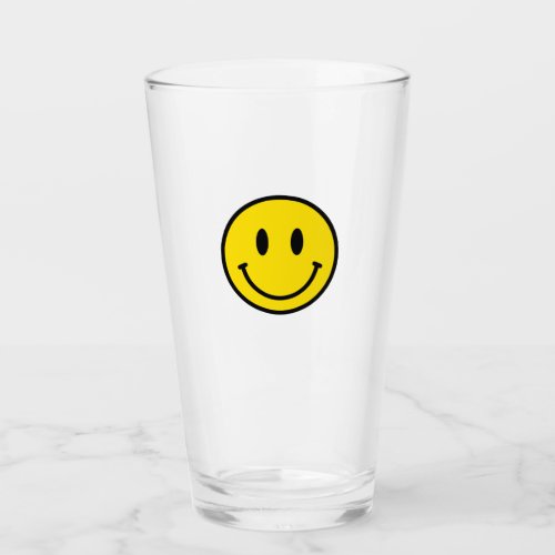 Smile Yellow Black White Happy Face Emoji Fun Glass