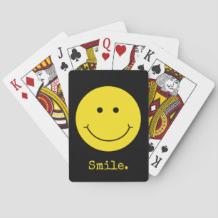 Smile Yellow Face Grin Black Typography Poker Cards