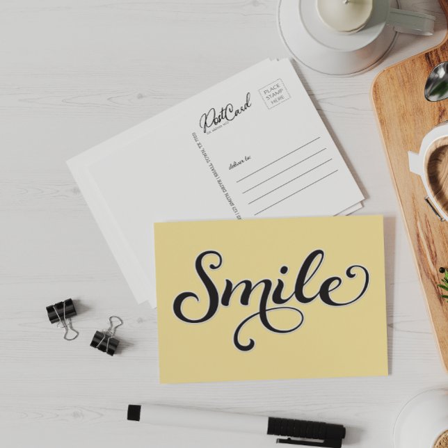 Smile Yellow Happy Say Hello Retro Fun Postcard (Creator Uploaded)