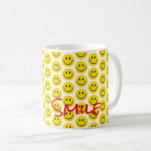 Smile Yellow Red Black White Happy Face Coffee Mug