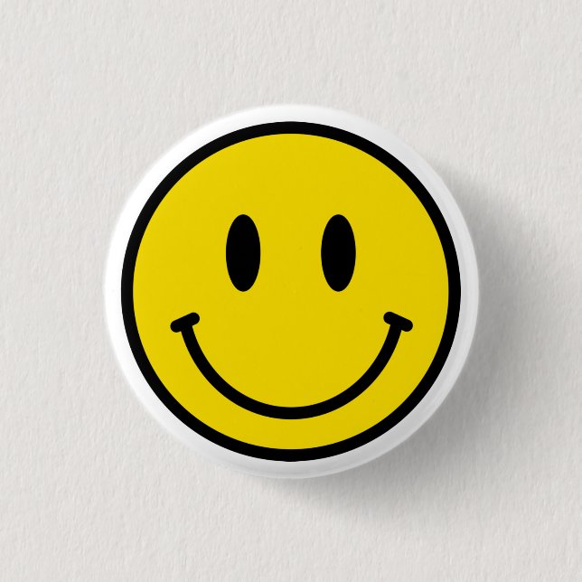 Smile Yellow Red Black White Happy Face Emoji  Button (Front)
