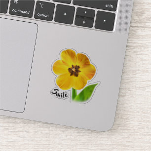 Smile - Yellow Spring Tulip - Cute Floral Photo Sticker