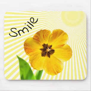 Smile - Yellow Spring Tulip Floral Photography Mouse Pad