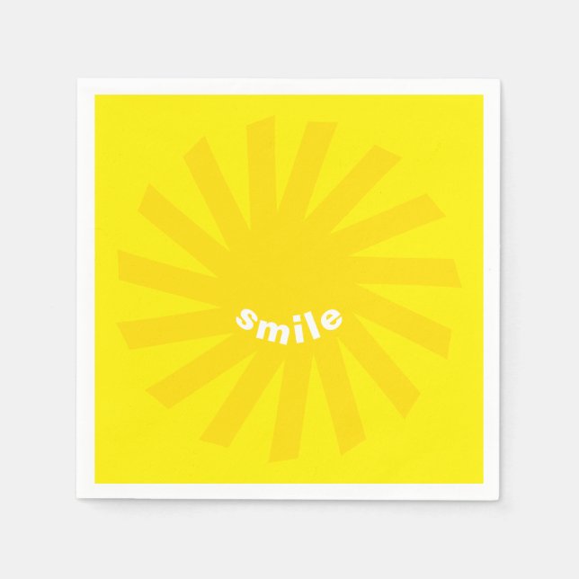 Smile yellow sun bright happy fun modern cheerful napkins (Front)