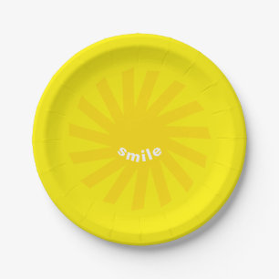 Smile yellow sun bright happy fun modern cheerful paper plates