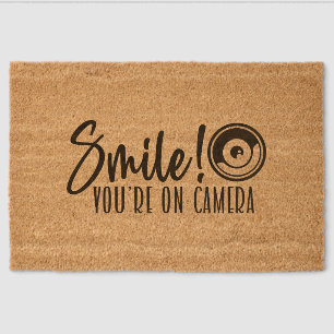 Smile you are on camera fiber doormat