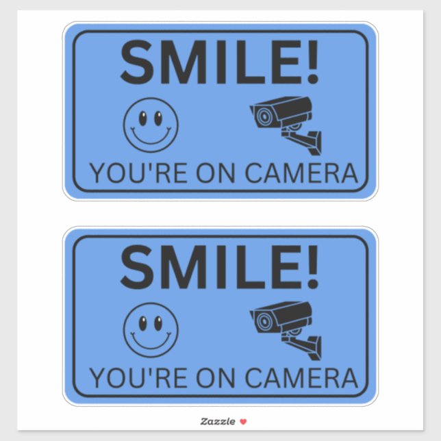  Smile Your On Camera Signs, Video Surveillance Sticker (Sheet)