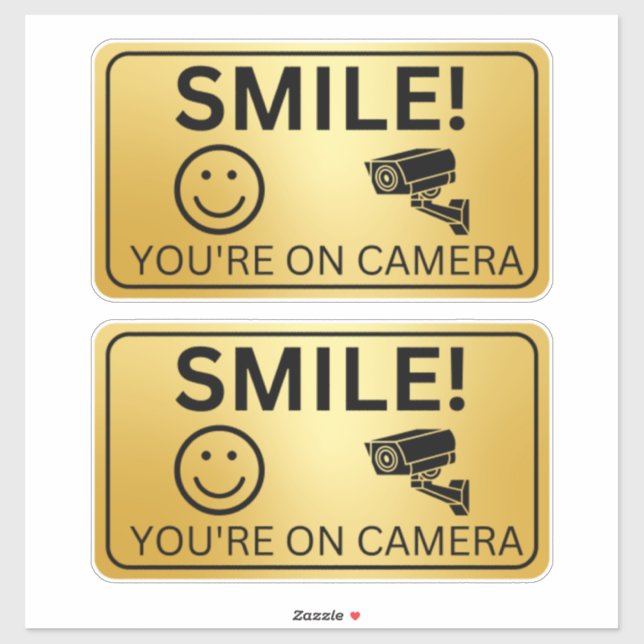   Smile Your On Camera Signs, Video Surveillance Sticker (Sheet)