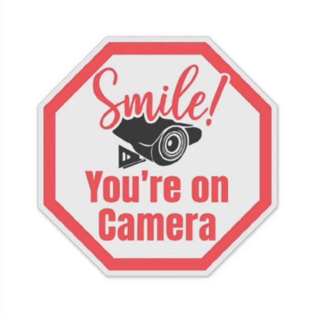 Smile Your On Camera Signs, Video Surveillance  Sticker (Front)