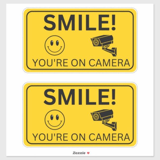 Smile Your On Camera Signs, Video Surveillance Sticker (Sheet)