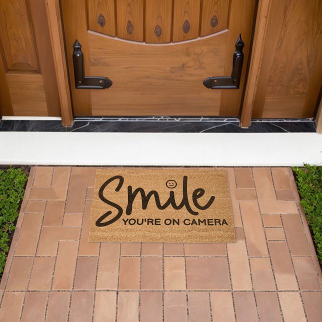 Smile You're On A Camera Fiber Doormat (Insitu (Outdoor))