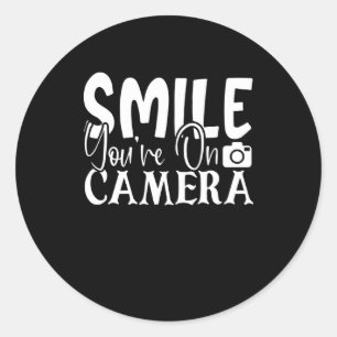 Smile Youre On Camera Classic Round Sticker