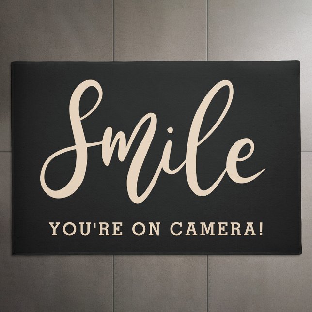 Smile you're on camera door camera surveillance doormat (Creator Uploaded)