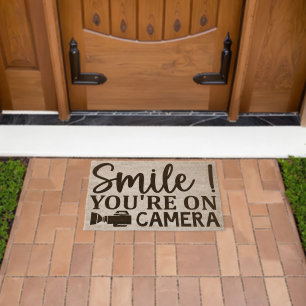 Smile You're On Camera Fiber Doormat
