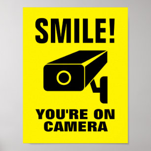 Smile you're on camera funny security video notice poster