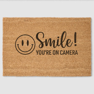 Smile You're on Camera, Security Camera Fiber Doormat