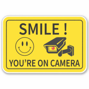 Smile You're On Camera Sign Sticker