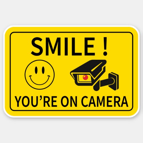 Smile Youre On Camera Sign Sticker