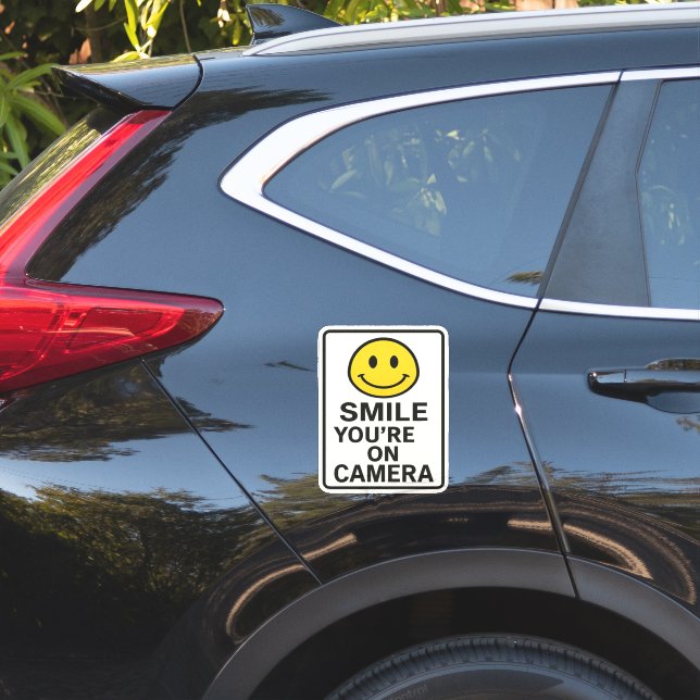 Smile You're on Camera Sign Sticker (Car Side)