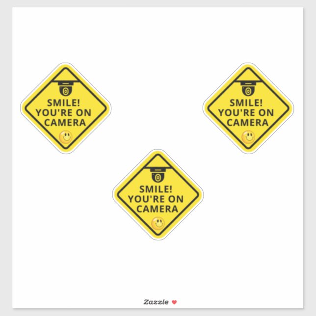 Smile You're On Camera Sign, Video Surveillance  S Sticker (Sheet)