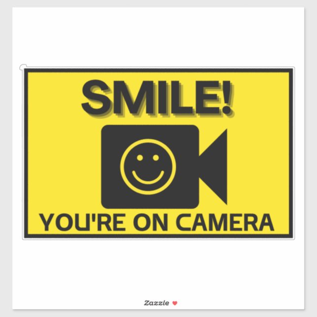 Smile You're On Camera Sign, Video Surveillance  S Sticker (Sheet)