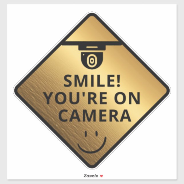 Smile You're On Camera Sign, Video Surveillance  S Sticker (Sheet)