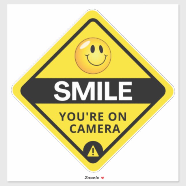Smile You're On Camera Sign, Video Surveillance  S Sticker (Sheet)