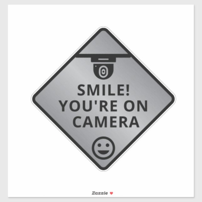 Smile You're On Camera Sign, Video Surveillance  S Sticker (Sheet)