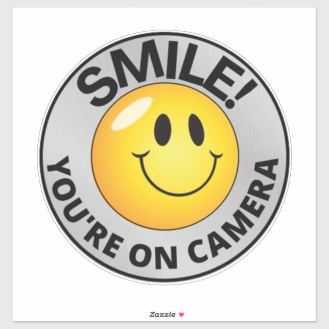 Smile You're On Camera Sign, Video Surveillance  S Sticker (Sheet)