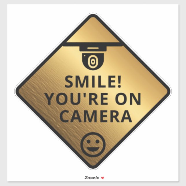 Smile You're On Camera Sign, Video Surveillance  S Sticker (Sheet)