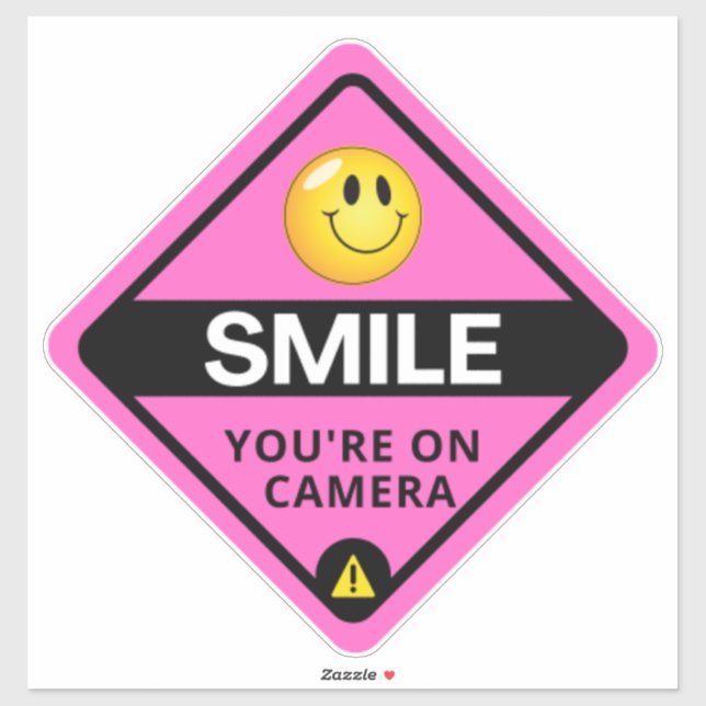 Smile You're On Camera Sign, Video Surveillance  S Sticker (Sheet)
