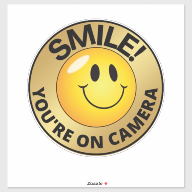 Smile You're On Camera Sign, Video Surveillance  S Sticker (Sheet)