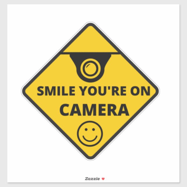 Smile You're On Camera Sign, Video Surveillance  Sticker (Sheet)