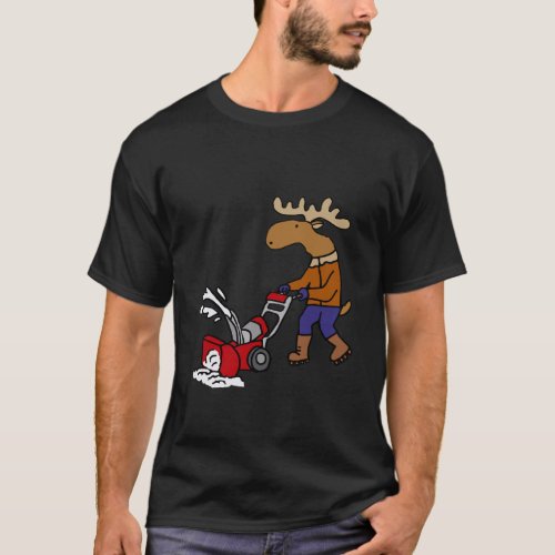 Smilelstees Funny Moose And Snow Blower Long Sleev T_Shirt